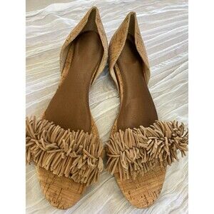 Elaine Turner cork and leather fringe size 9.5 sandals